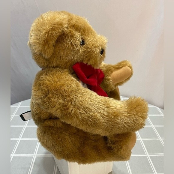 Authentic Vermont Teddy Bear Red Velvet Bow Handmade Valentine’s Day Birthday - Picture 2 of 8
